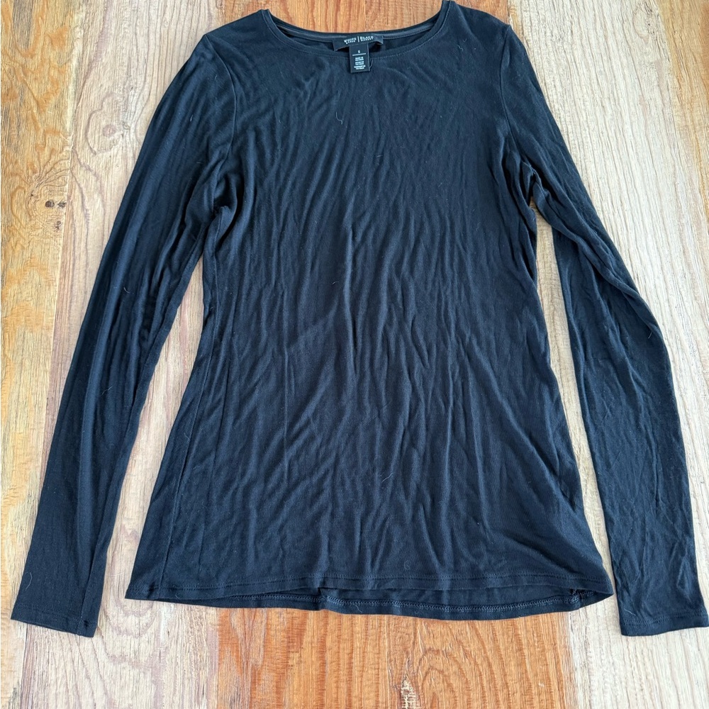 Final Sale WHBM Women's Black Long Sleeve Tee